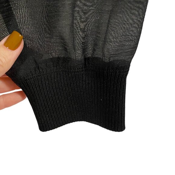 Good American Sheer Crop Bomber Jacket Black Size‎ 3 (L) - Picture 3 of 8